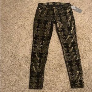 NWT 7 for all mankind black velvet gold jeans